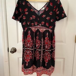 black and red floral dress